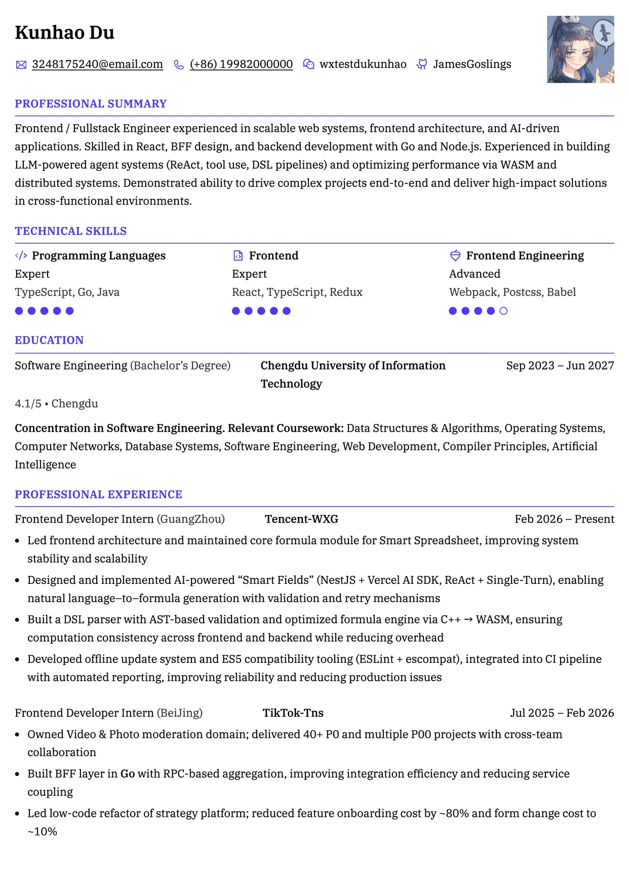 Modèle de CV